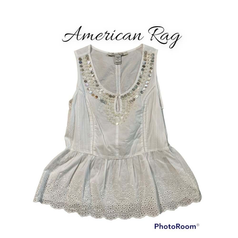 America Rag 100% cotton peplum top size small